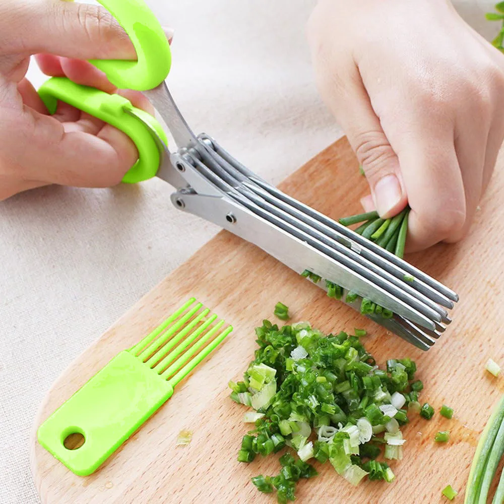 

1 piece Multi-functional Stainless Steel 3/5 Layer Kitchen Scissors, Pepper Shredded Chopped Scallion Cutter Cut Cooking Tool