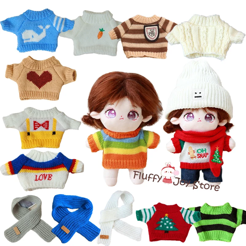 

1 PC Sweater Scarf Doll Clothes for 20cm Idol Dolls Cartoon Outfit Suit for Super Star Cotton Doll DIY Toys Christmas Gifts