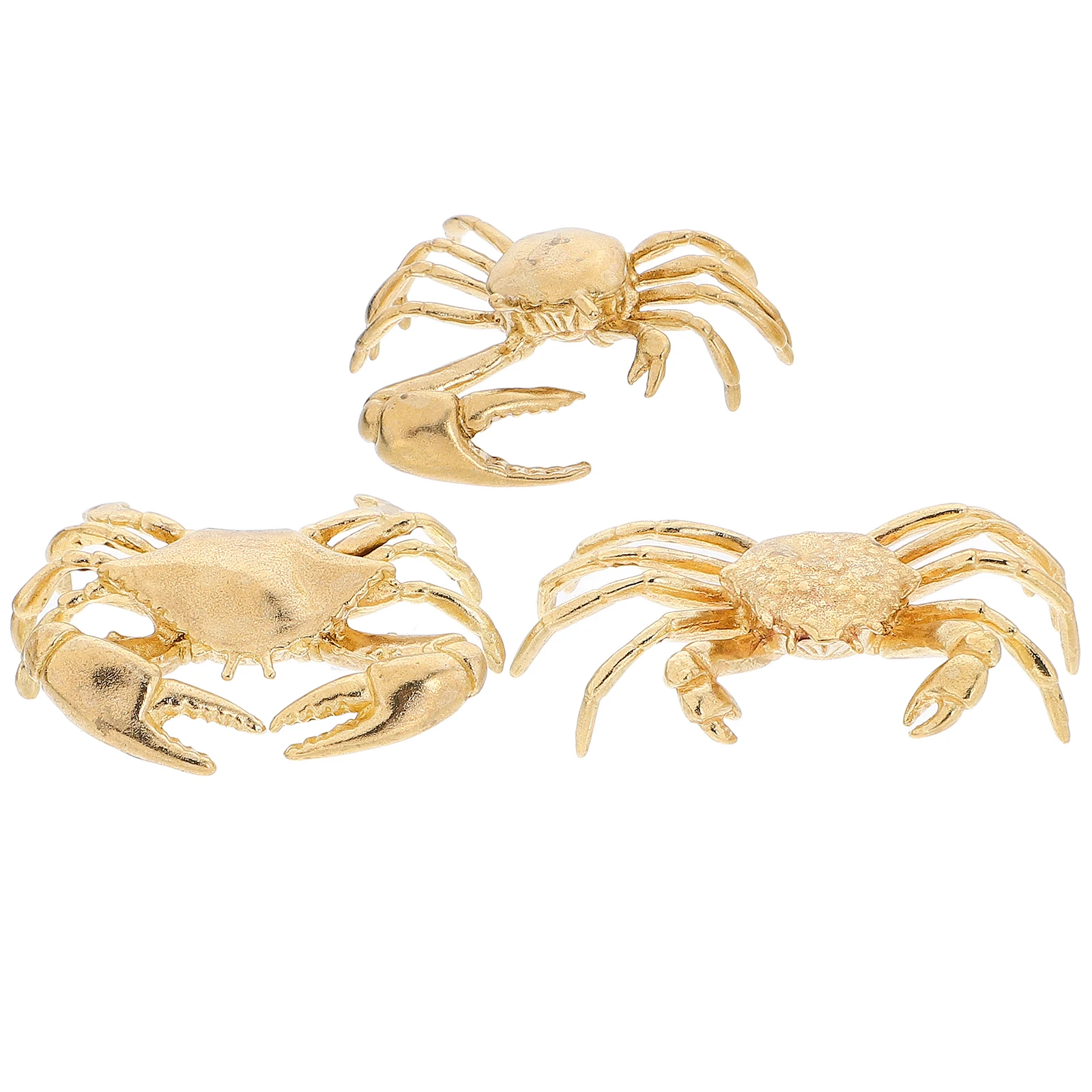 

3pcs Brass Crab Ornament Vintage Animal Figurine Miniature Tea Decoration Sculpture Lifelike Decor