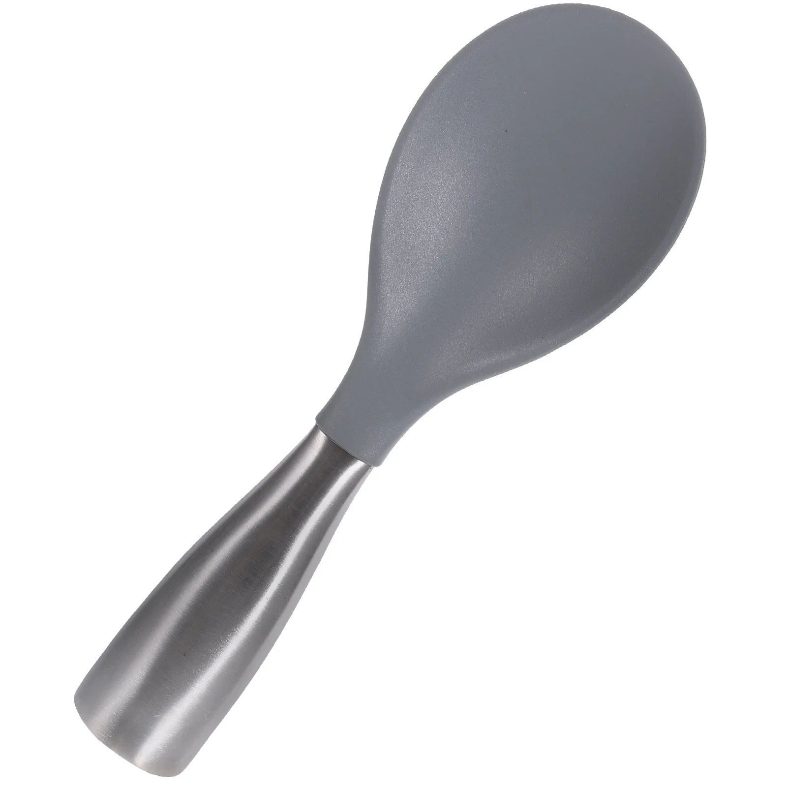 

1pc Stainless Steel Handle Rice Spoon Large Grey Silicone Kitchen Gadget For Home Restaurant Hotel Use Easy Clean