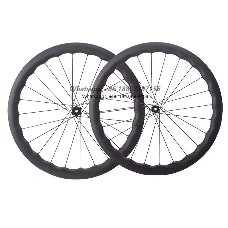 Matte UD Carbon Fiber Road Bike Wheelset 4550 Carbon Fiber 8-12S Clincher/Tubeless Disc Center Lock Hub Disc Brake Braking