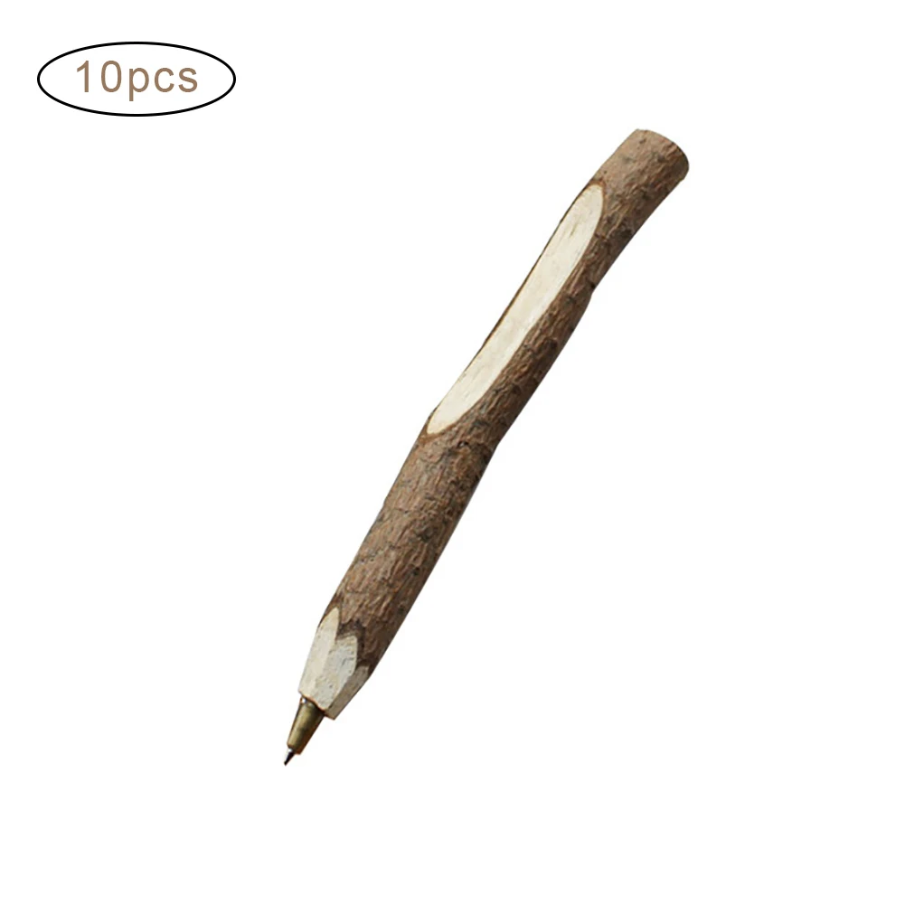 10 قطعة فروع خشبية الطبيعية على شكل صديقة للبيئة قلم حبر جاف الرجعية رسم قلم رصاص Vintage القرطاسية مكتب اللوازم المدرسية