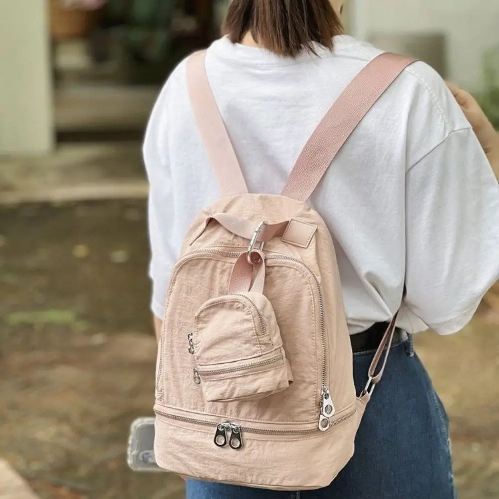 

Cute Solid Color Nylon Mini Backpack Sling Mini Handbag Small Wallet Hanging Korean Style Bag Pendant Lipstick Earphone Bag