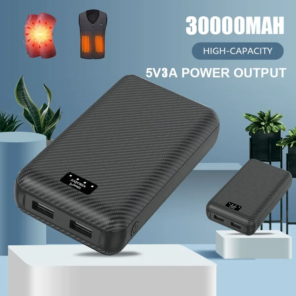 30000mAh Power Bank Heating Vest Jacket Scarf Gloves Socks Supply Phone External Battery Portable Electric Heating Equipment