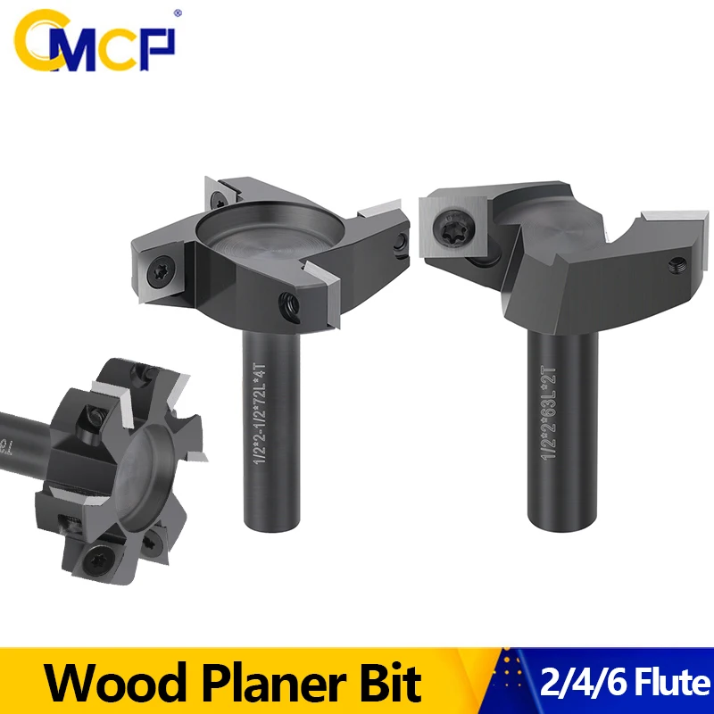 

CMCP 2/4/6-Flute Wood Planer Bit 1/2 Shank Spoilboard Surfacing Router Bit Insert Carbide Slab Milling Cutter