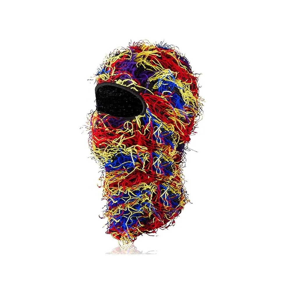 Balaclava Distressed Knitted Full Face Ski Mask for Men Outdoor Camouflage Fleece Fuzzy Balaclava Ski Balaclava Beanies Men Hat