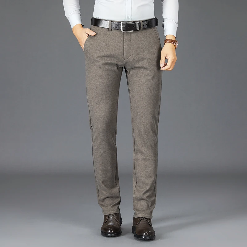 

Осень-зима, толстые мужские вельветовые деловые повседневные мужские брюки, прямые свободные эластичные мужские брюки из шерстяной ткани, брюки