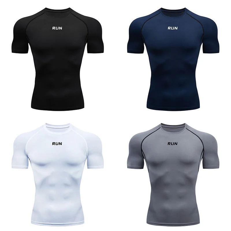 Compression T Shirt Men Bodybuilding Sportswear Short Sleeve Quick Dry Workout Shirts Sport Tops Tee Gym Running T-shirt Men