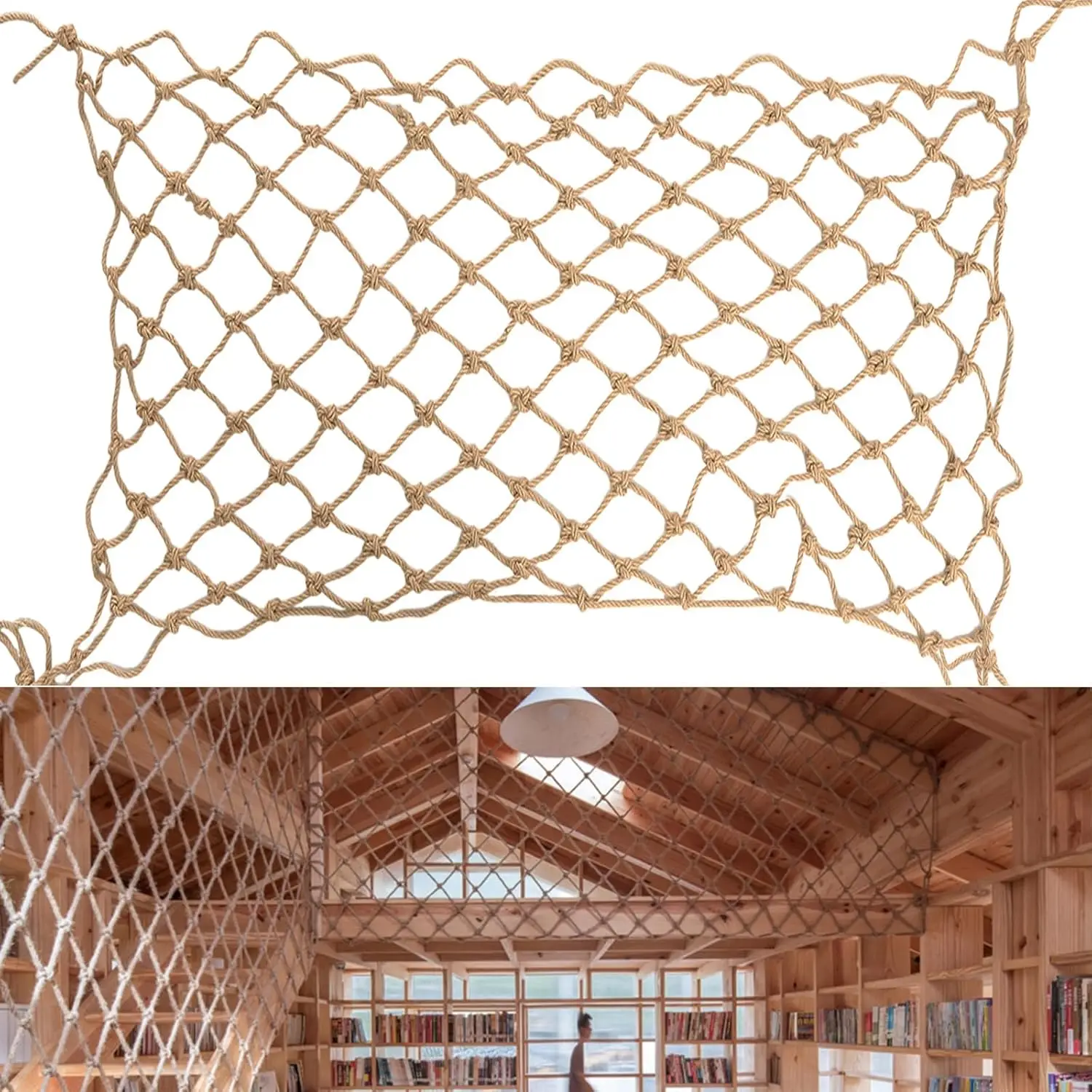 

Natural Jute Rope Net 6x12ft Heavy Duty Climbing Safety Netting for Garden Playground Balcony Fence Indoor Outdoor Decor