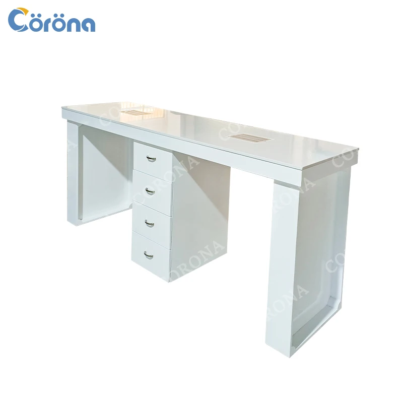 Nail Salon Furniture Modern Professional Wooden Double Nail Tech Table Manicure Table