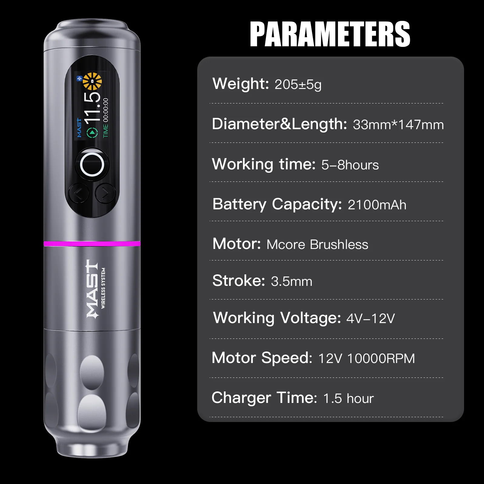 Mast Archer 2 Wireless Bluetooth Tattoo Machine Pen Microblading Machine With Foot Pedal