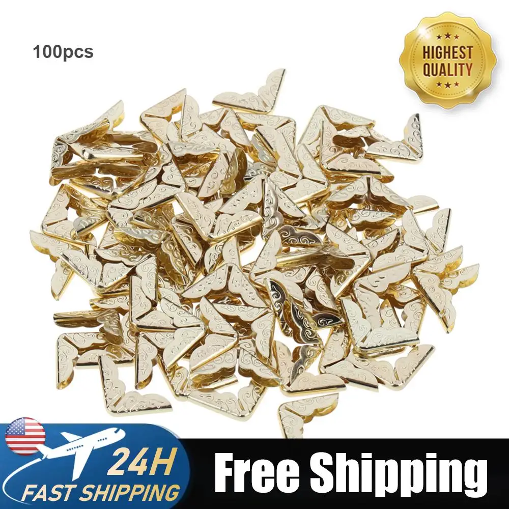 

100pcs Tone Scrapbooking Albums Corner Protectors for Scrapbooks Menus Folders Card File Menu Metal Book Corner Protectors
