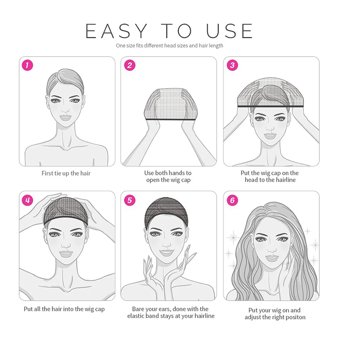 AT53 HD غطاء شعر مستعار تخزين غطاء شعر مستعار شفاف غطاء نايلون رقيق متعدد الوظائف يغطي مريحة، أسود 40 قطعة