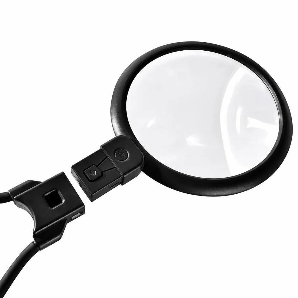 1 set Black LED Magnifying Glass Acrylic Optical Lens Silicone Tube Rechargeable Magnifying Glass ABS Frame 36 LED Lights