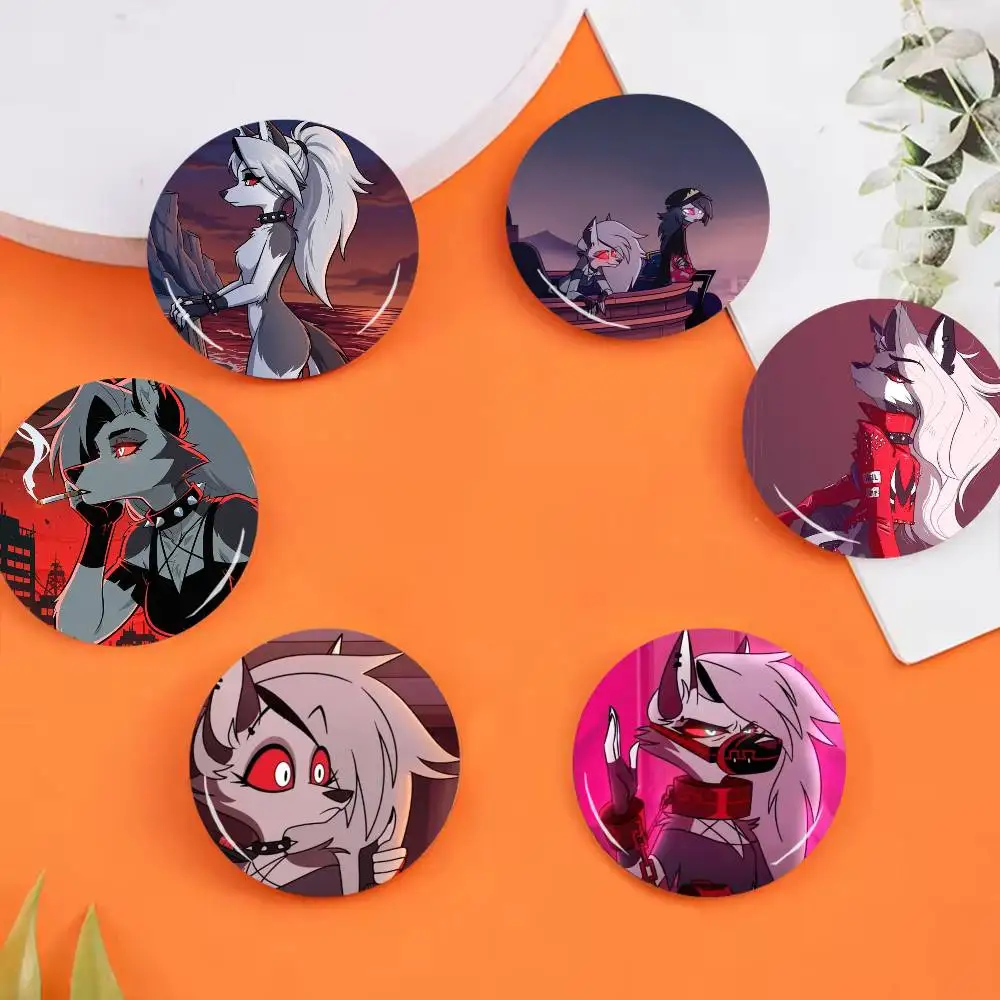 H-Helluva Boss Loona Hellhound Teen Demon Badges 25 32 44 58 75 mm Round Cosplay Pin Bag Decor Fans Collect Friend souv