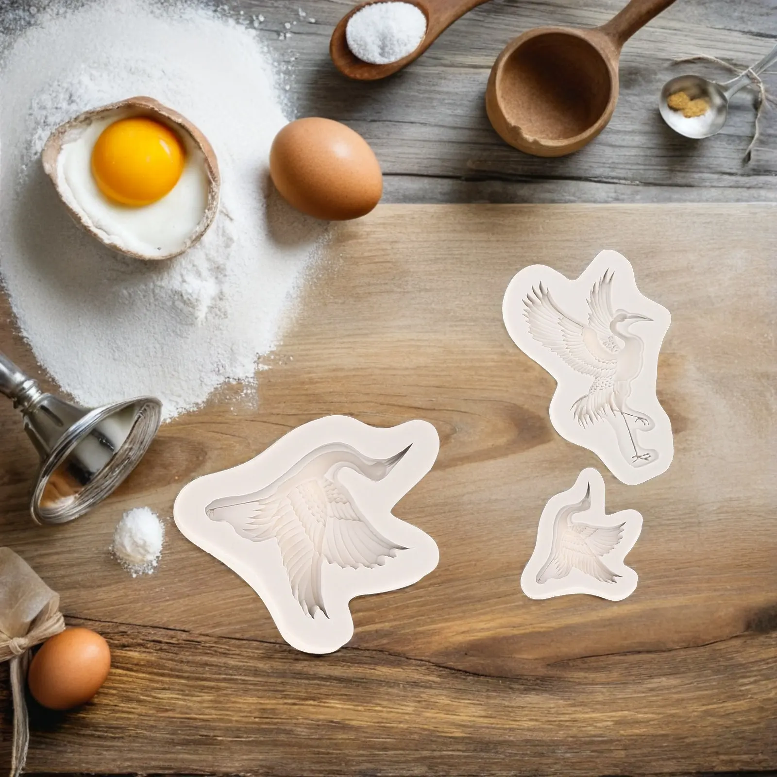 3Pcs Crane Silicone Mold Set Elegant Bird Fondant Chocolate Resin Clay Cake Decorating Molds for Baking Candy Mousse Pudding