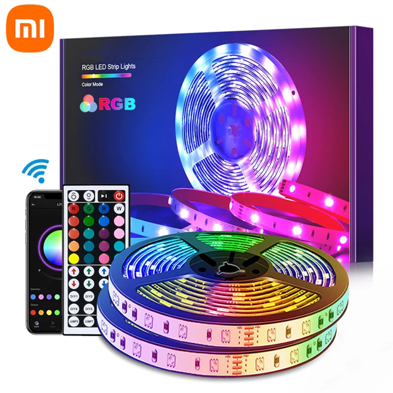 Xiaomi lampu Strip LED USB 5050 RGB, kontrol aplikasi 5-10m, pita Diode lampu Led Bluetooth berubah warna untuk dekorasi kamar lampu belakang TV