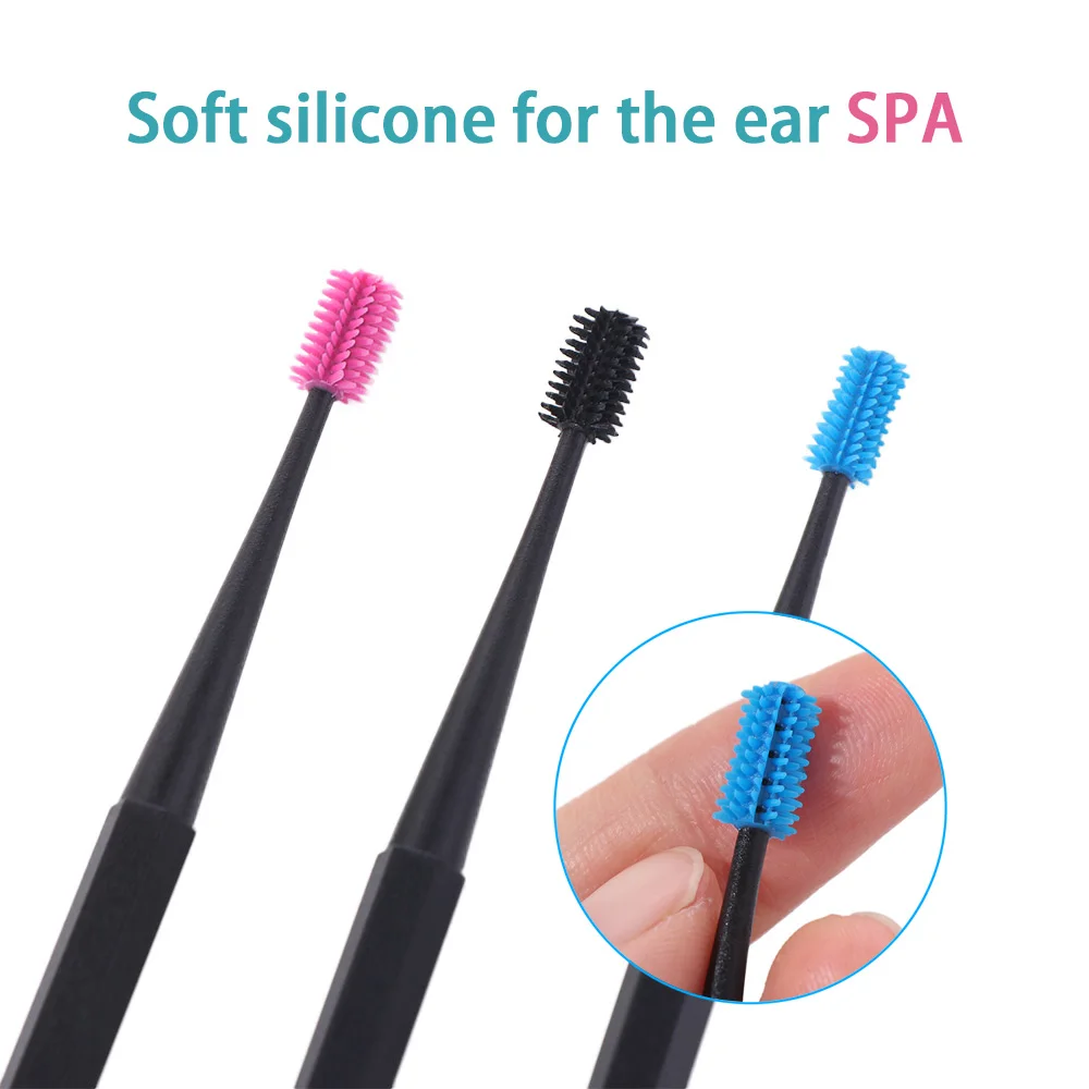 

360° Rotary Soft Silicone Earpick Double-ended Ear Clean Spiral Ear Cleaner Massage Ear Picking Ear Wax Clean Tool Ear Curette