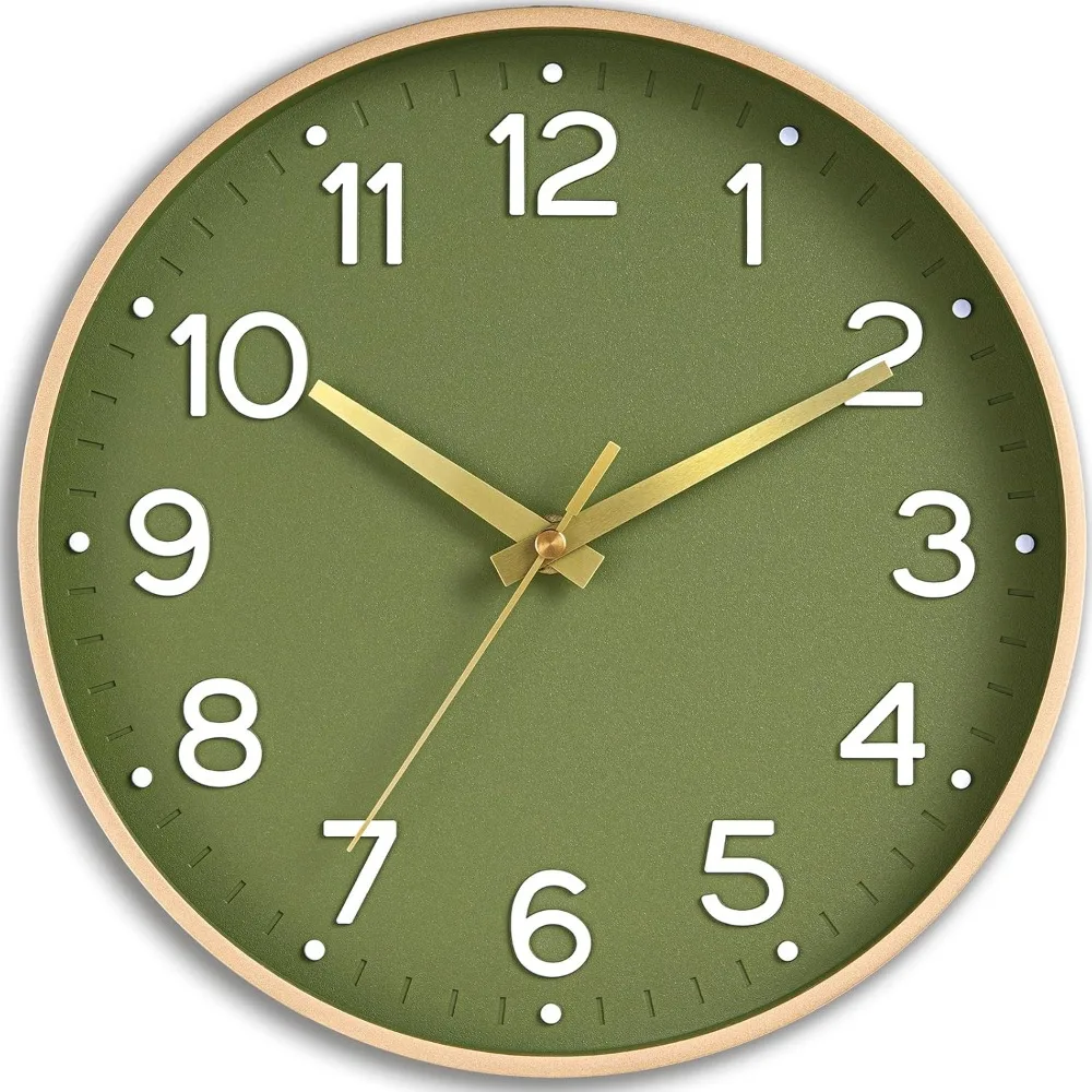 

Wall Clock Green, Silent Wall Clocks Battery Operated 8 Inch-Modern Non Ticking Analog Clock