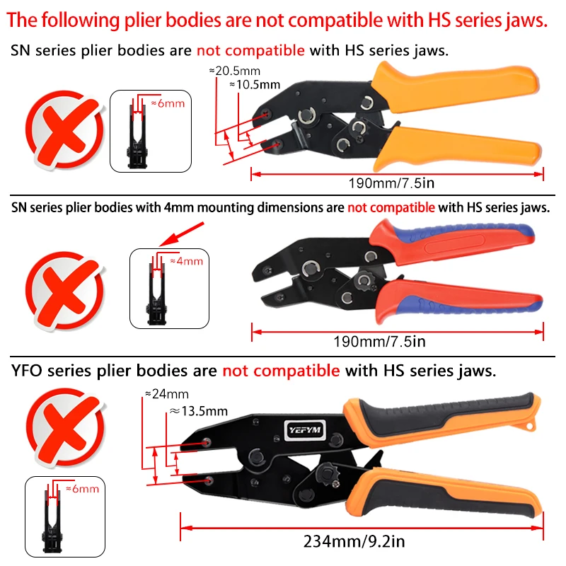 1pcs HS Crimping pliers jaw for 230mm pliers plug spring and crimping cap terminals HS-03BC/2546B/103/101 high hardness jaw tool