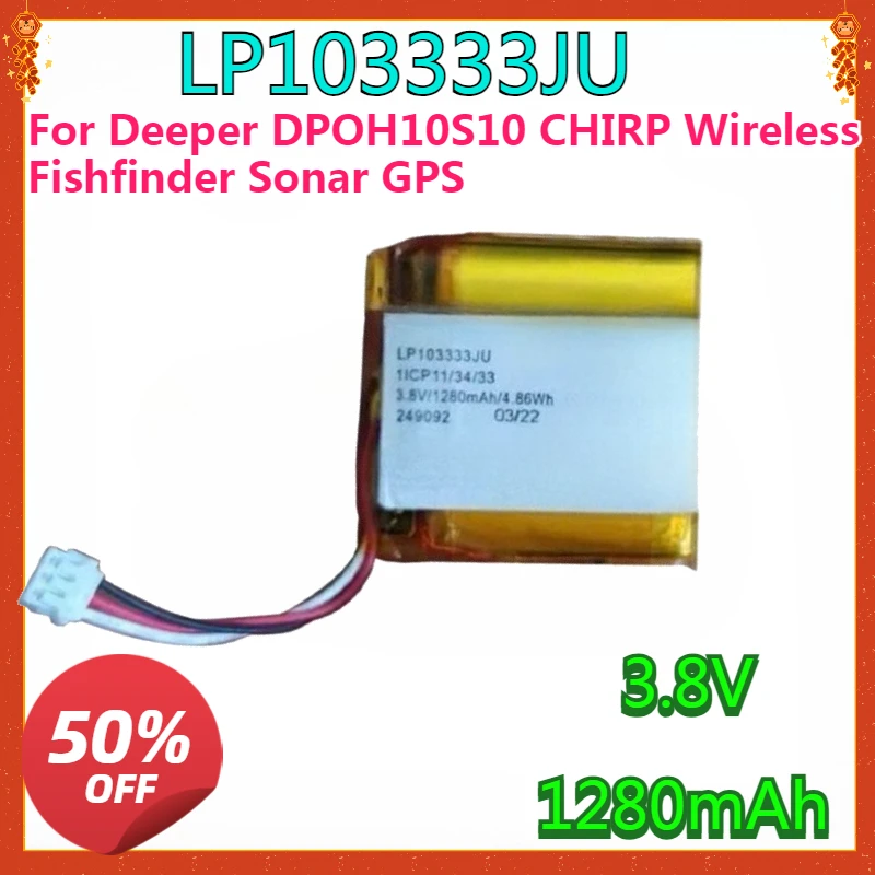 

New High Quality Replaceable 1280mAh Battery 103333 LP103333JU for Deeper DPOH10S10 CHIRP Wireless Fishfinder Sonar GPS