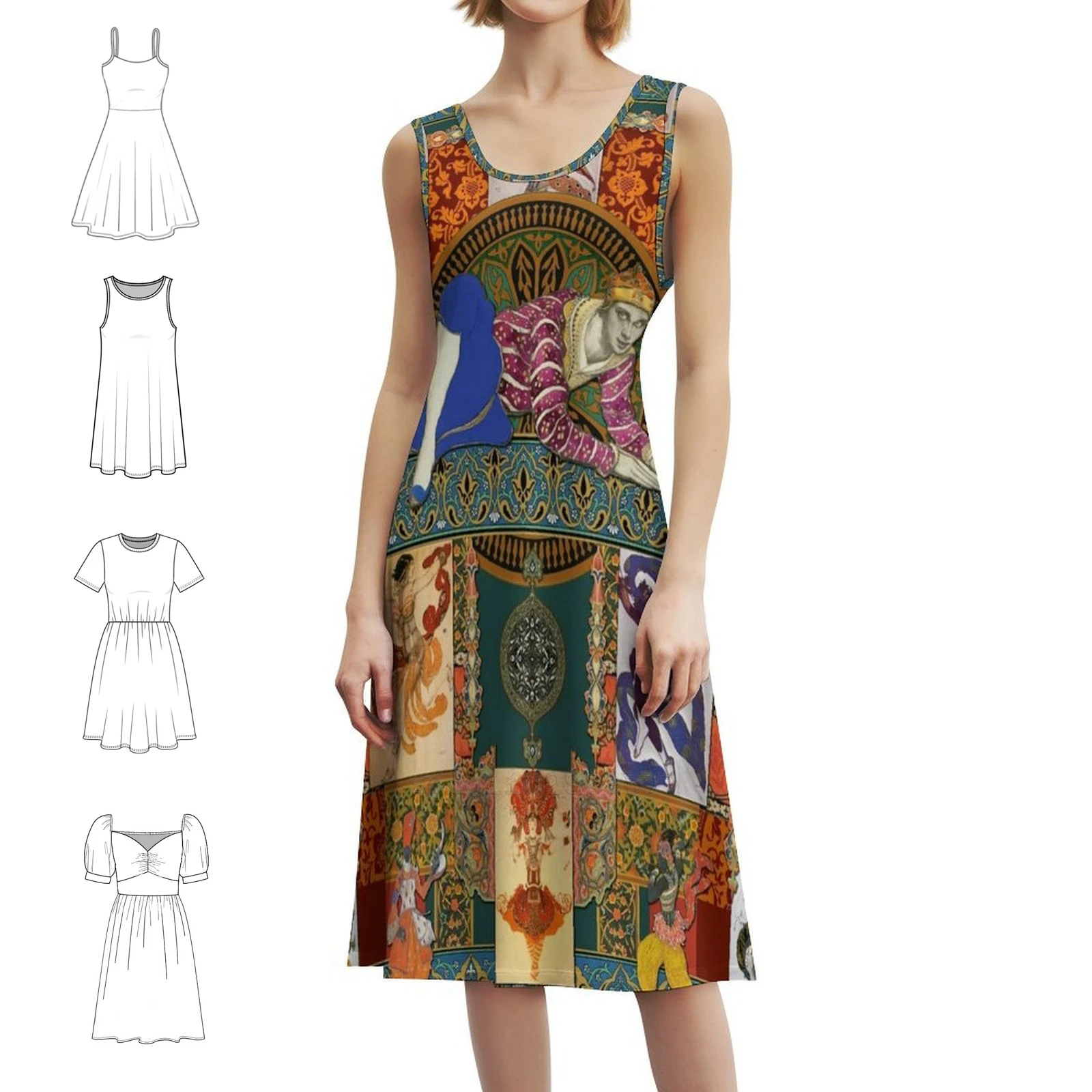 

Ballets Russe Tapestry Floral Smock Dress For Women Spring Summer Casual Dress For Party Leon Bakst Ballets Russe Folk