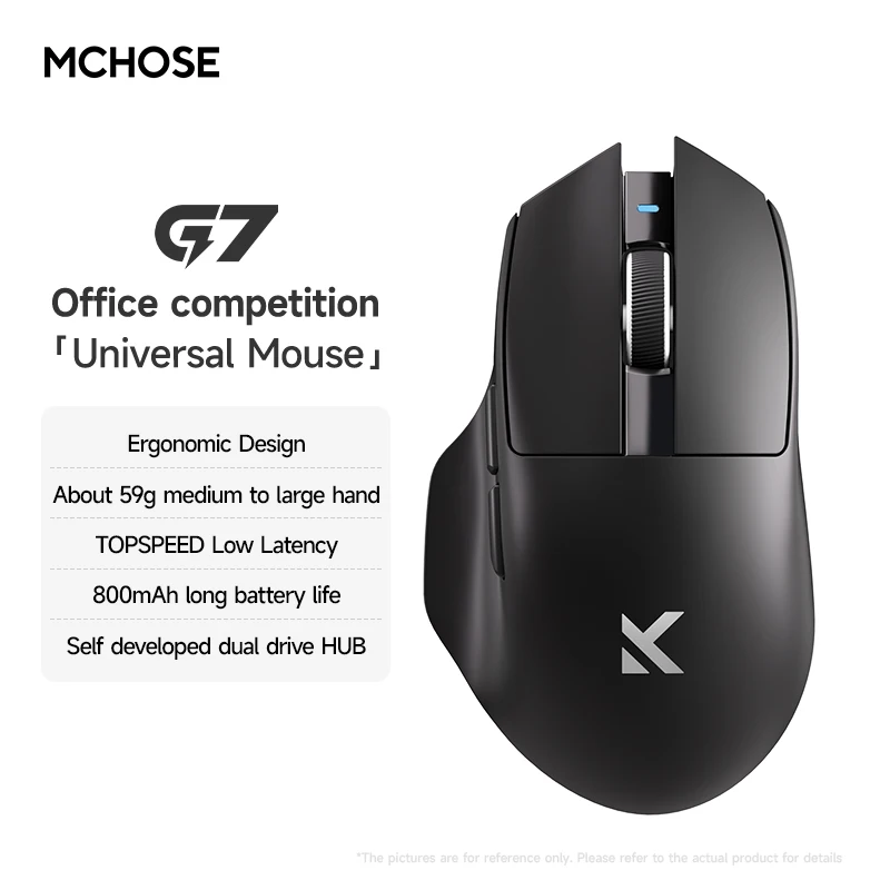 MCHOSE G7 Wireless Gaming Mouse: Ultra-Light, 800mAh, PAW3311 Sensor,Ergonomic for Large Hands, Office & eSports