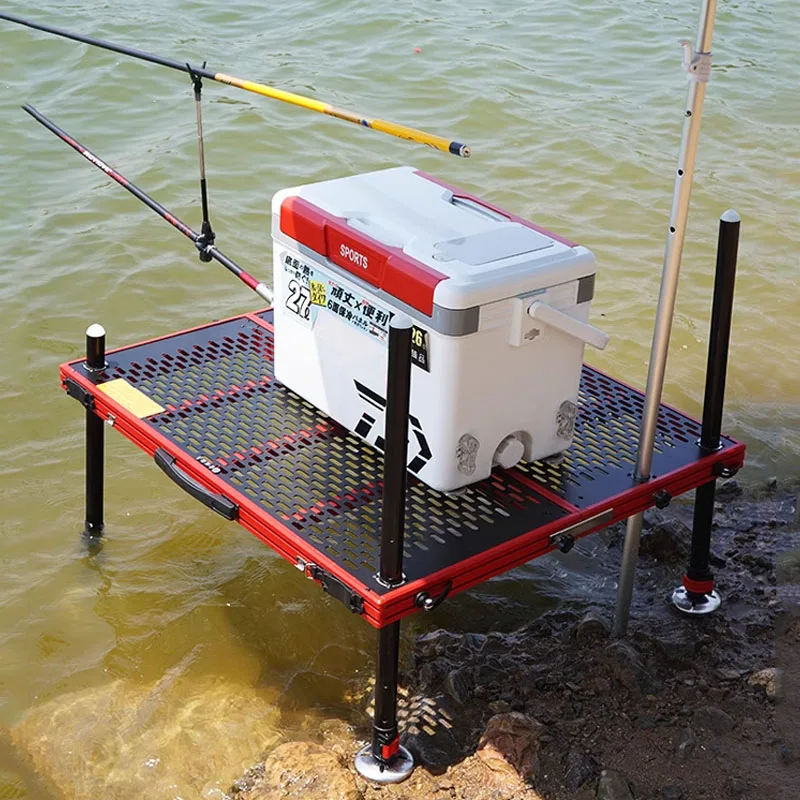 Fishing Platform No Slip Light Deep Water Fishing Table Folding Aluminum Alloy Fishing Stand Collapsible