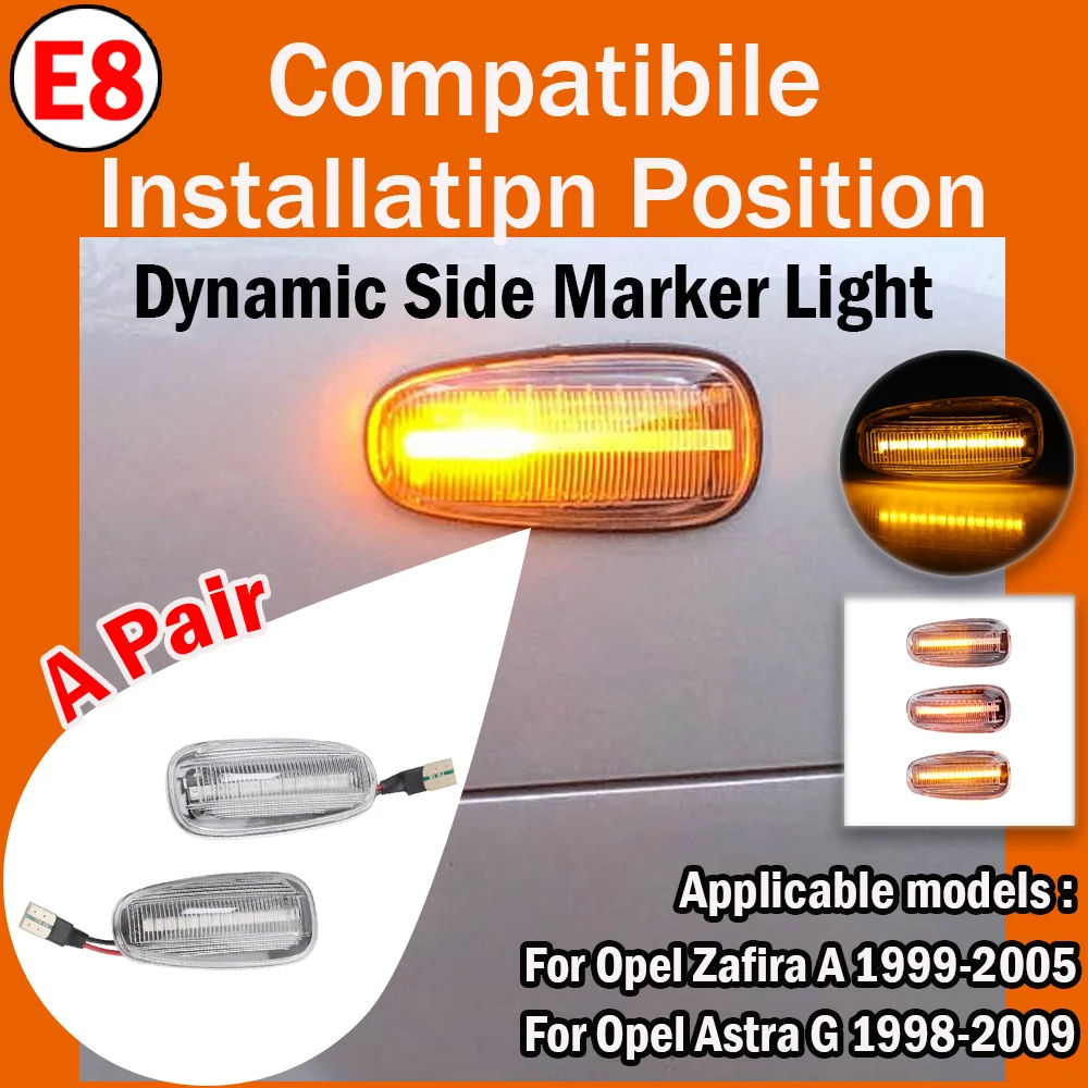 Dynamic LED Fender Turn Signal For Opel Astra G 1998-2009 Zafira A 1999-2005 Side Marker Lights lamps 2000 2001 2002 2003 2004