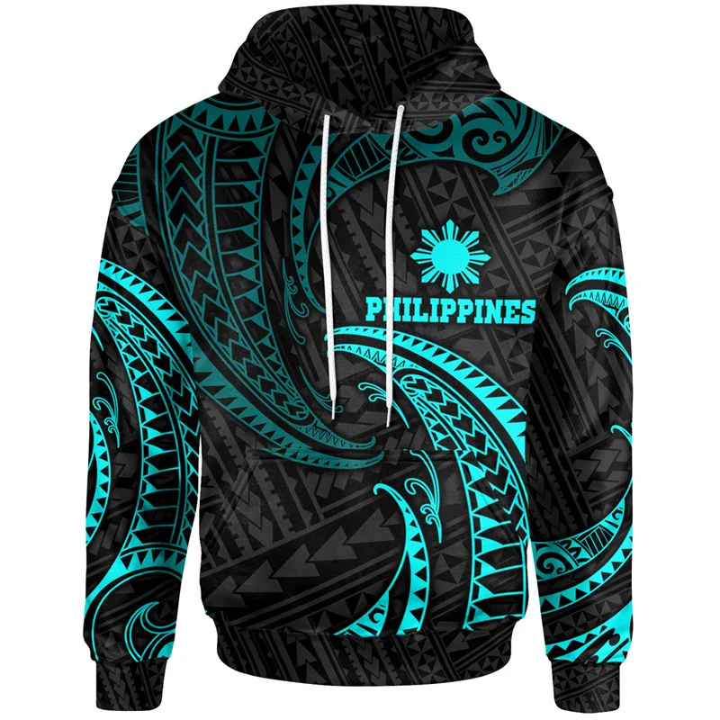 3D Philippines Filipinos Polynesian Tattoo Lapu Sun Tribal Printing Hoodies For Men Kid Fashion Hooded Hoody Cool Pullovers view 5