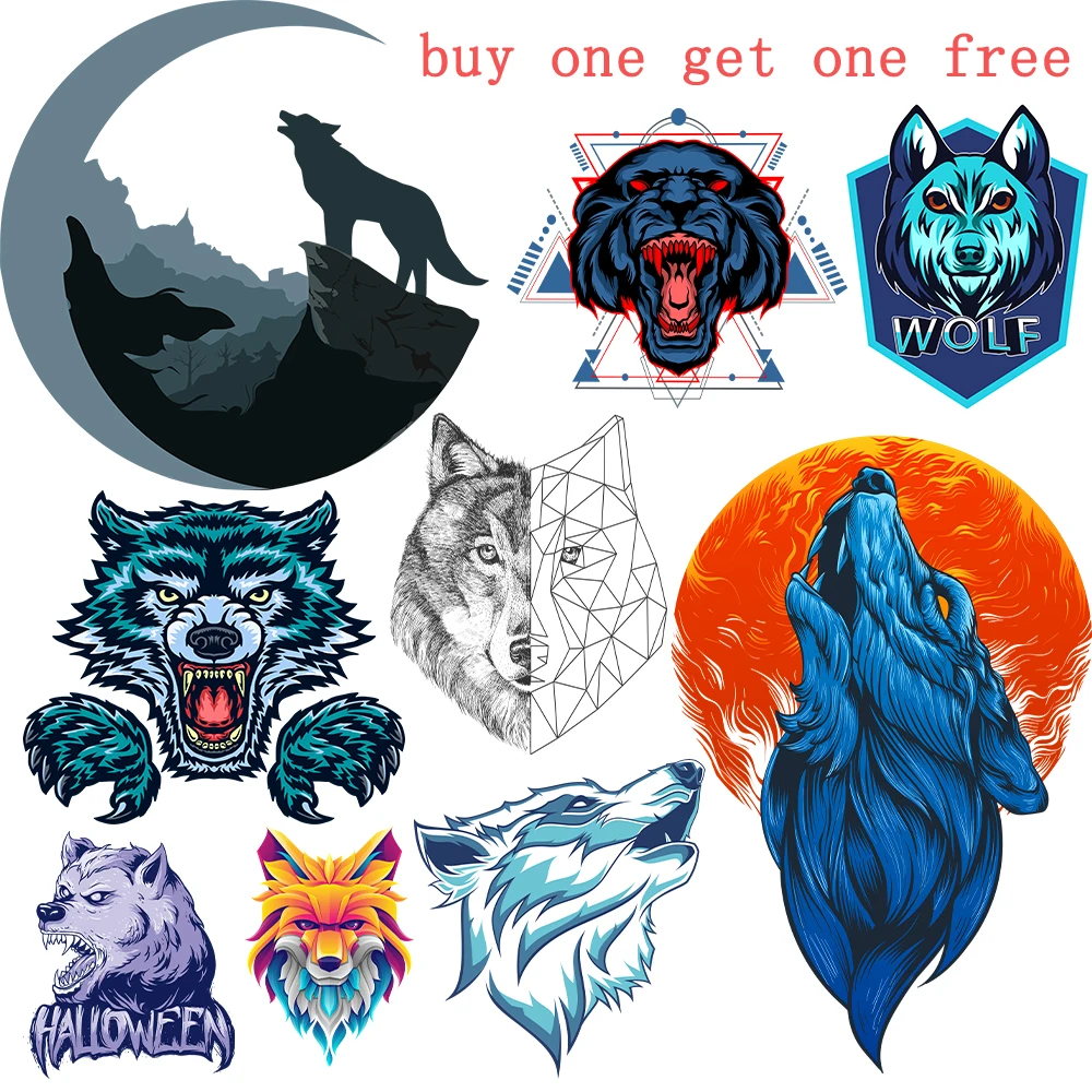 Wolf Patch Thermocollant Free Chest Badge Patches for Clothing Heat Transfer Stickers Parches Termoadhesivos Para Ropa T-shirts