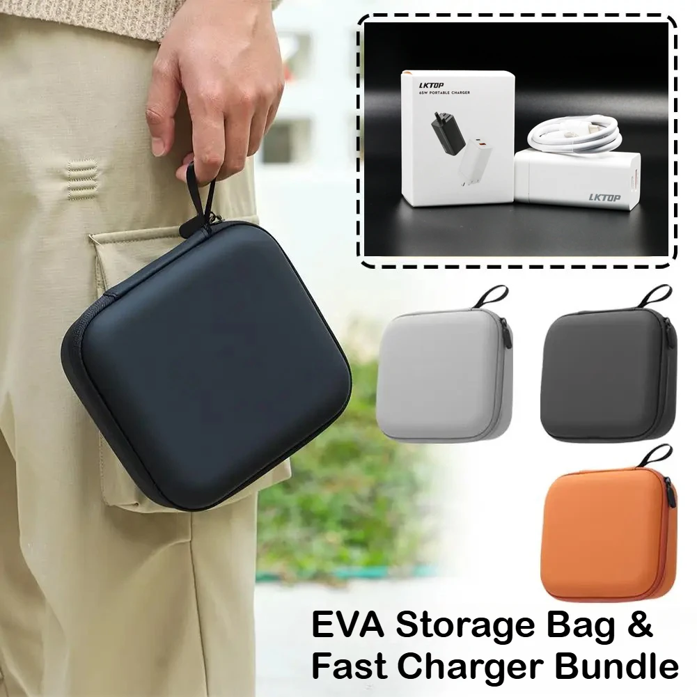 EVA Storage Bag Shockproof And Drop-proof and LKTOP 65W Gallium Nitride Super Fast Charger Bundle for DJI Flip Drone