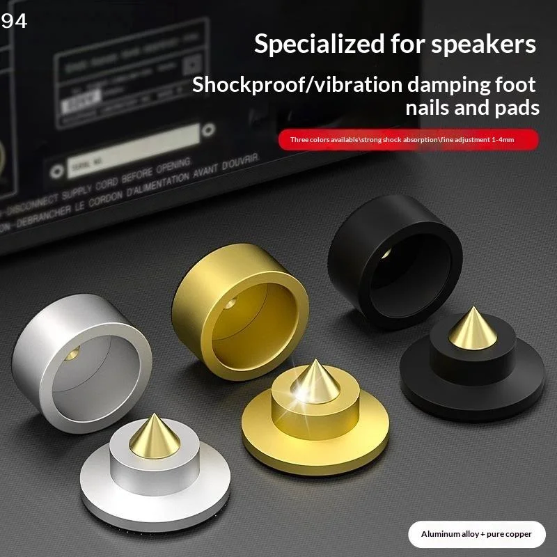 4Pcs Carbon Fiber Aluminum Alloy Speaker Foot Sole Professional Audio Speaker Foot Set Speaker Anti Slip Foot StrapNF stationer