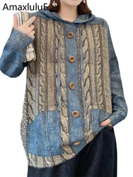 Max LuLu Winter British Fashion Females Pullover Womens Luxury Loose Hooded Striped Sweaters Ladies Leisure Vintage Warm Jumpers