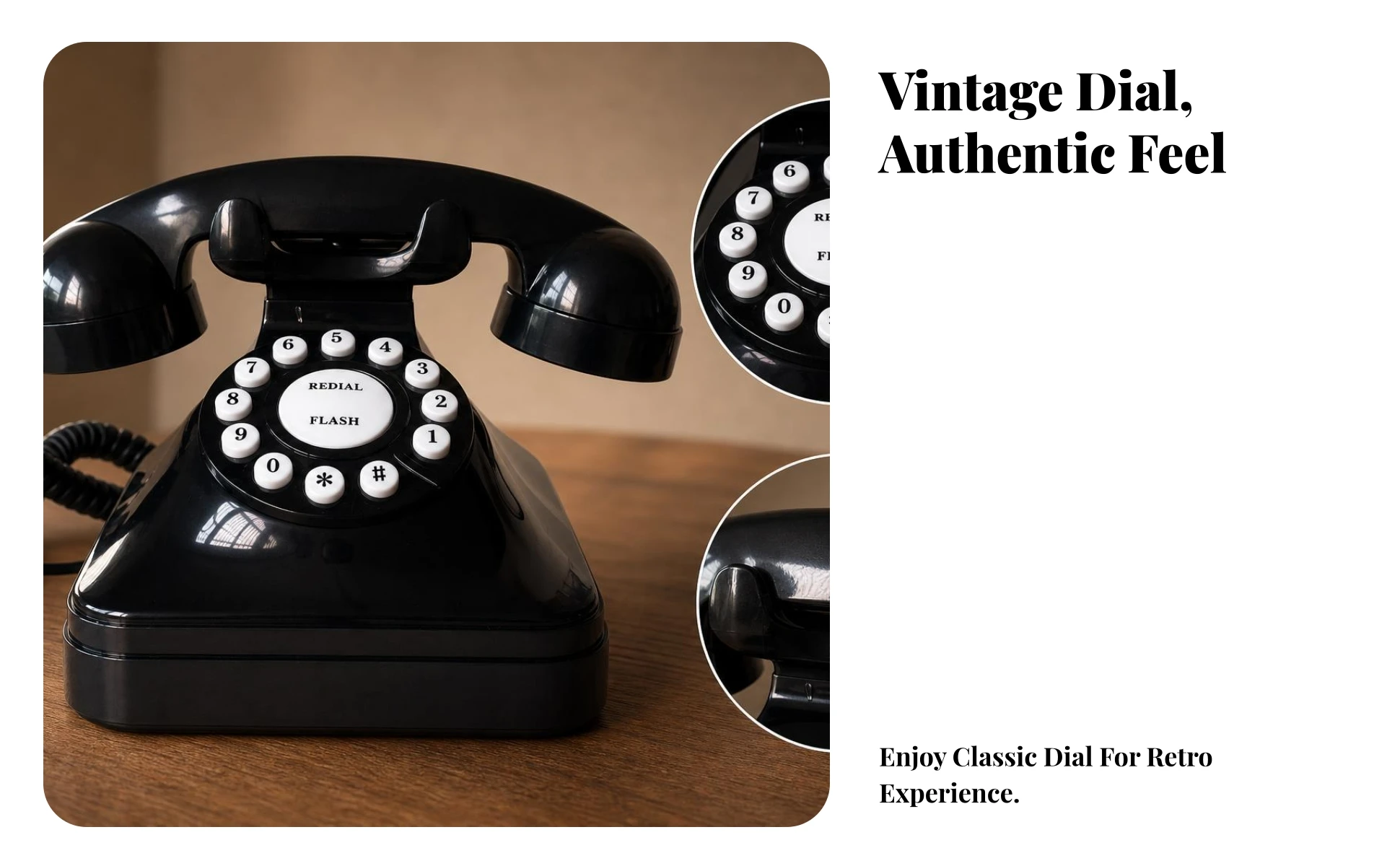 Rotary-Style Landline Phone Glossy Plastic Corded Desk Phone Rotary Dial Telephone Decorative House Decoration