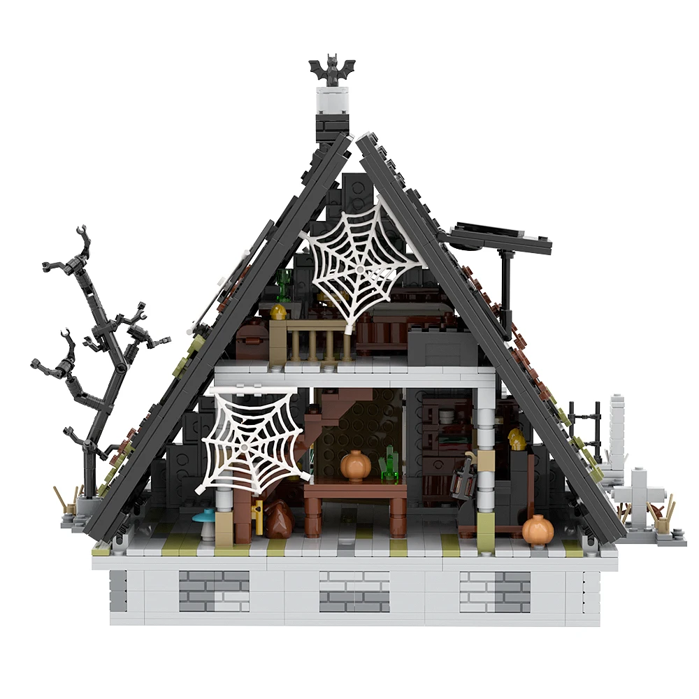 Gobricks MOC Halloween Horror Witch House Building Block Kit A-shaped House Jack Skellingtons House Bricks Model Kids Toys Gifts