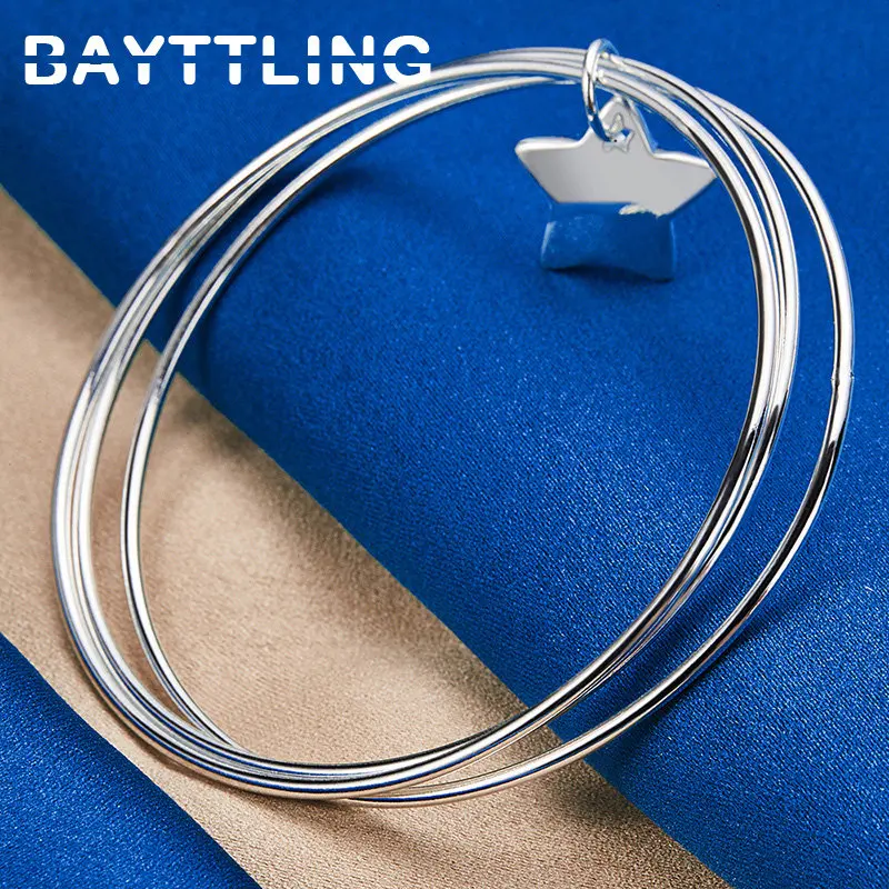 

925 Sterling Silver Exquisite Star Pendant Bracelet Bangle For Women Wedding Engagement Fashion Party Gifts Jewelry Accessories