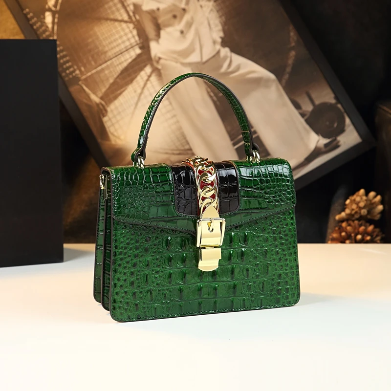 Crocodile pattern women\'s bag 2024 new fashionable and high-end handbag for middle-aged women