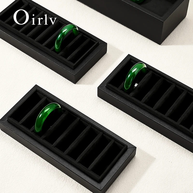 oirlv Pure black luxury bracelet storage box display box organizer for jewelers and families with eight compartments for storage