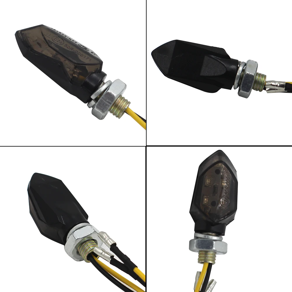 4PCS Mini Motorcycle Smoke Lens Turn Signal Light 5LED 12V Amber Blinker Indicator Lamp Two Wire