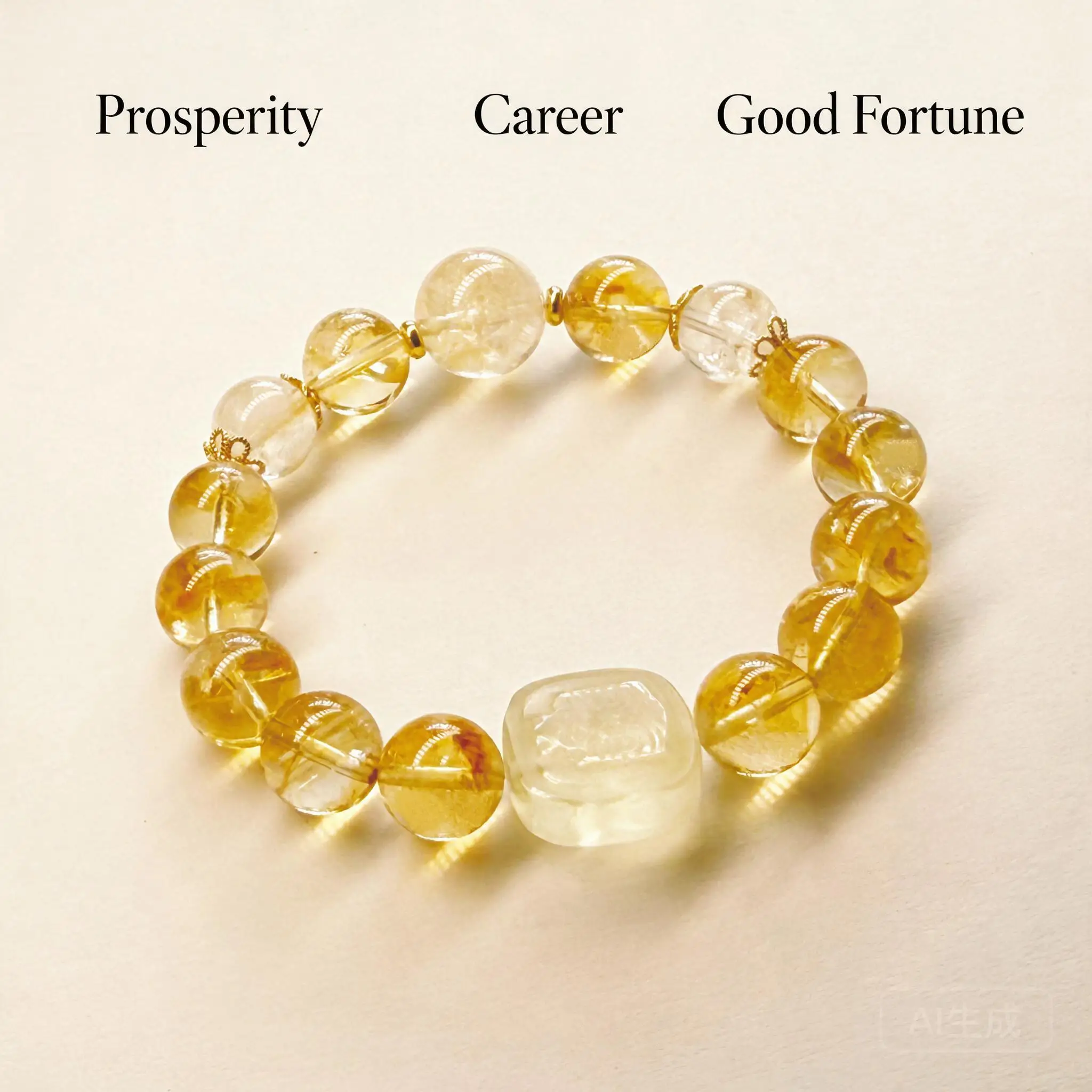 Chinese New Style Natural 10mm Yellow Tower Crystal Handstring Bracelet For Women Lucky Wealth Blessing Auspicious Fortune Gift
