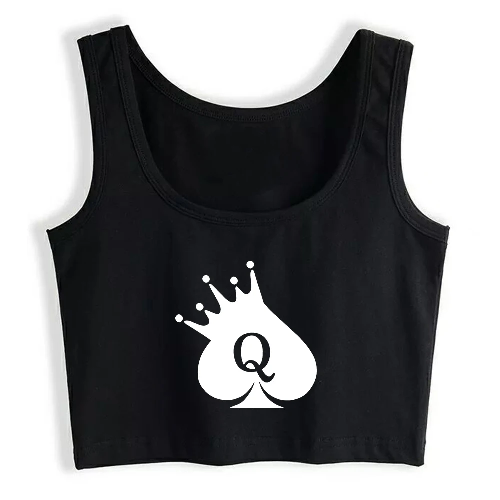 Queen Of Spades Graphics Cotton Sexy Slim Fit Crop Top Hotwife Funny Flirting Tank Top Swinger Playful Lifestyle Sports Camisole