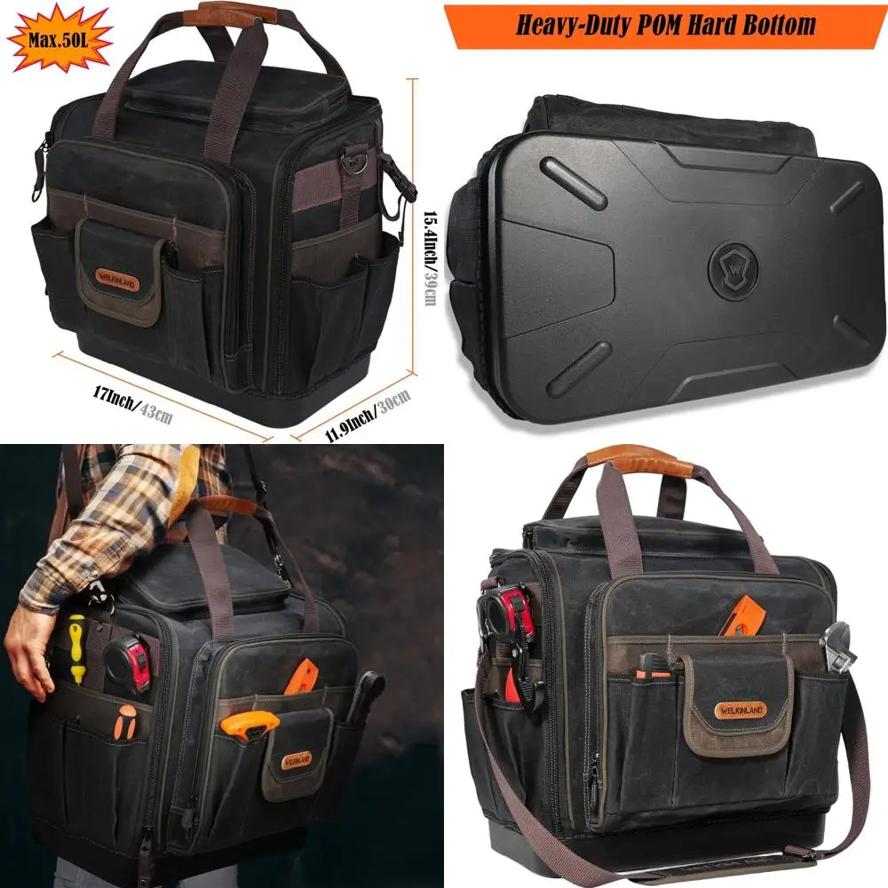 

Профессиональная водонепроницаемая сумка для инструментов из вощеного холста с усиленным дном для электриков и техников систем ОВКВ