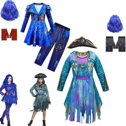 Kids Movie D-Descendants4 Rise of Pirates Cosplay Costume for Girl Chloe Cosplay Costume Kid Fancy Dress Pants Wig Set Halloween