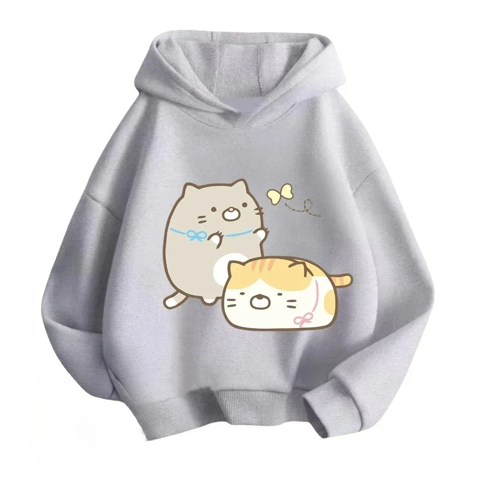 القطط اللطيفة الحياة اليومية للخريف والشتاء في الهواء الطلق سترات الشارع الدافئة غير الرسمية المألوف أنيمي هوديي هوديس النساء