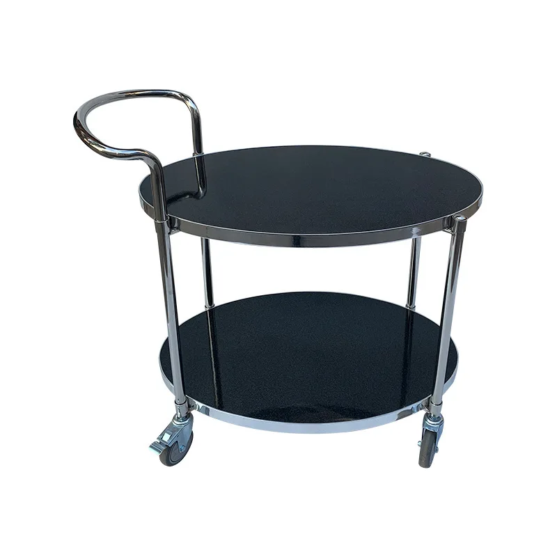 Double-layer stainless steel wine cart Hotel lobby Clubhouse Dessert wine dining cart Mobile service cart