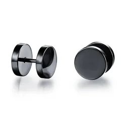 Charmsmic 1 Pair Punk Mens Women Stainless Steel Barbell Stud Earrings Hip Hop Dumbbell Body Piercing Jewelry Anti Allergy