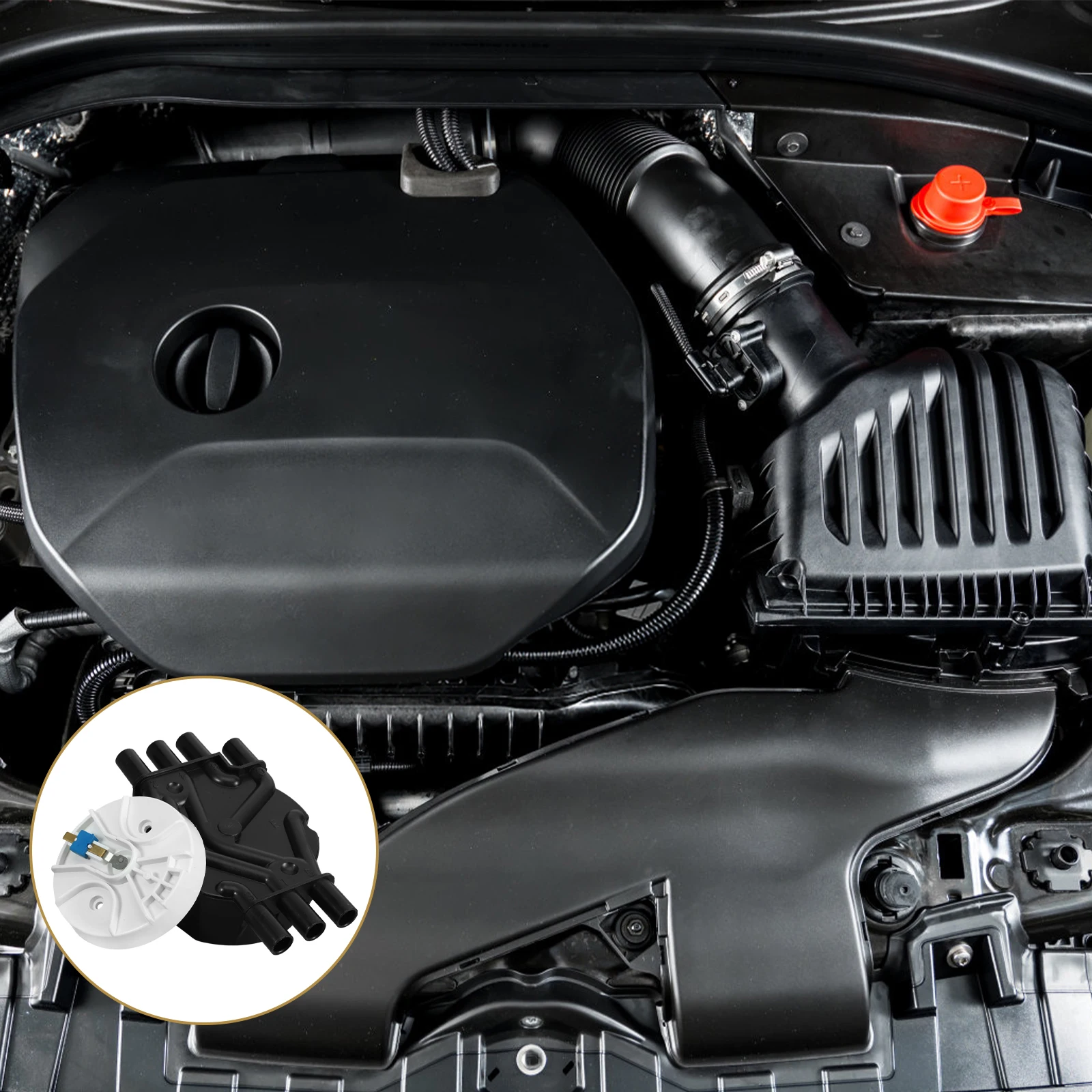 

Heavy Duty Distributor Cap Rotor Kit Replacement Black ABS Cover Set for Universal Vehicles Durable Engine Performance Shielding