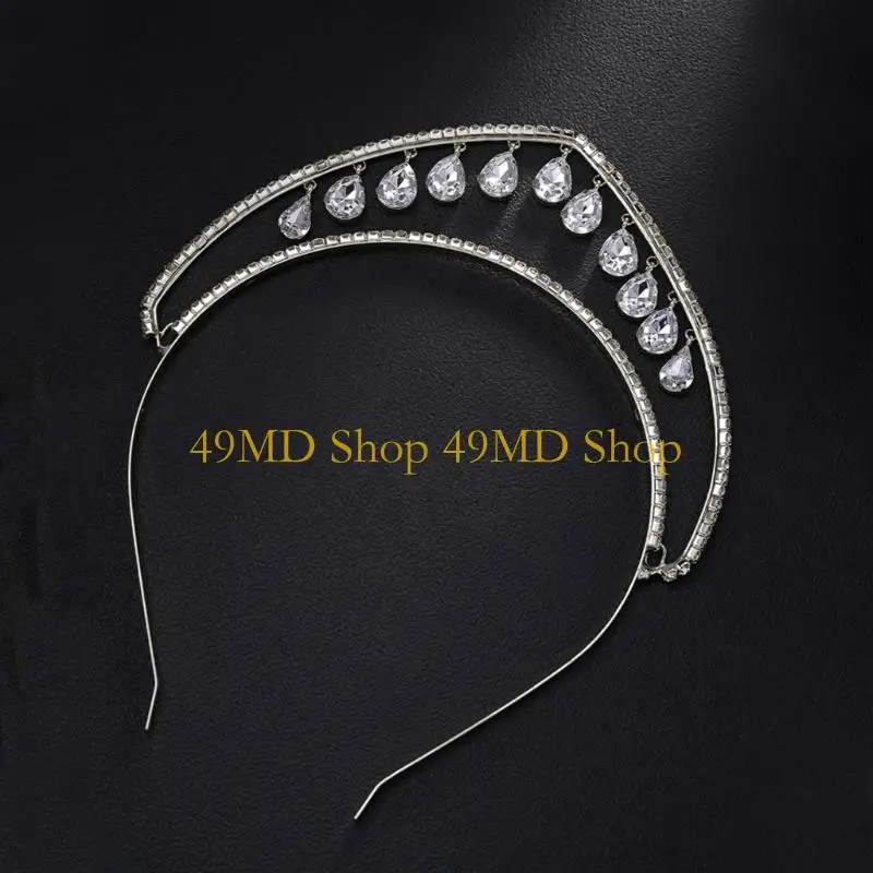 

49MD Sparkling Crowns Hairband with Rhinestones Decors Elegant Tiaras Hairhoop for Enhancing Hairstyles for Wedding Bride Wear