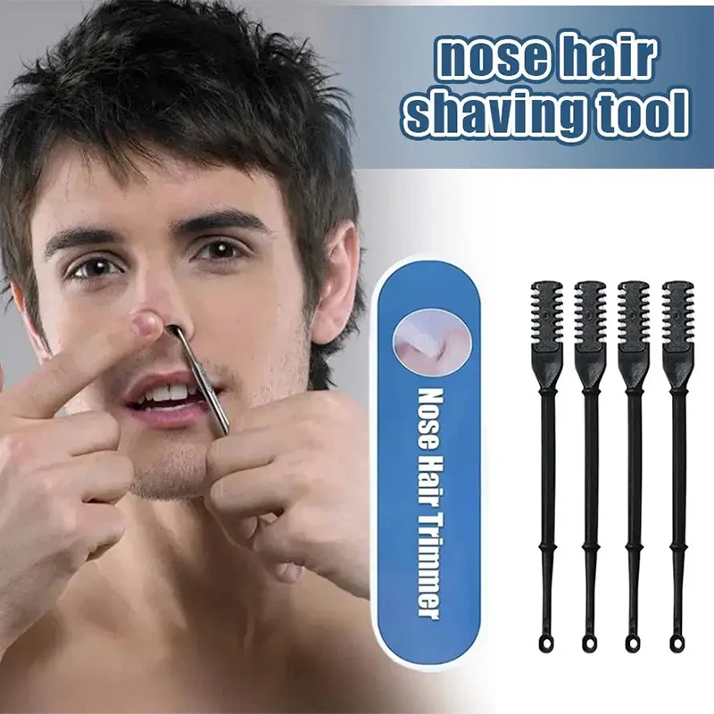 4Pcs New Nasal Hair Cutter Nose Hair Trimmer 2-in-1 Manual Nostril Hair Removal Tool Double Sided Blade Hair Removal Accessory